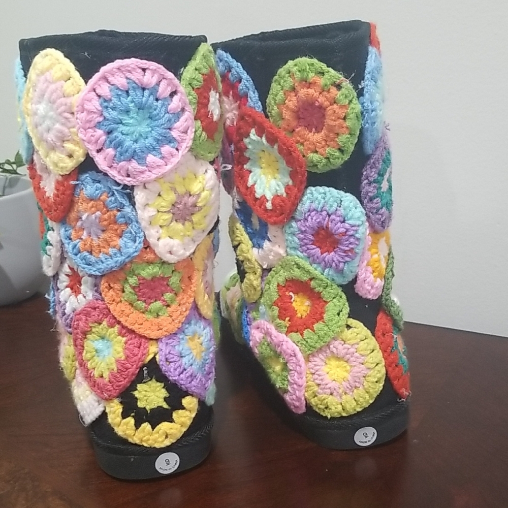 Colorful Crochet Circle Boot 9s - Picture 3 of 5